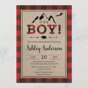 Lumberjack Boy Baby Dusche Einladung