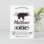 Lumberjack Boy Bear Erster Geburtstag Einladung (Stehend Vorderseite)