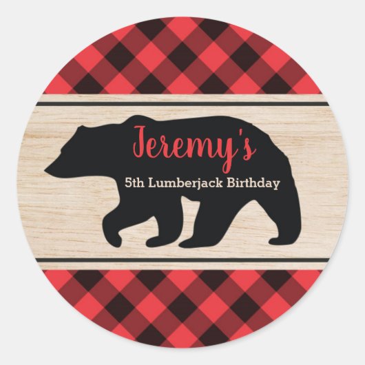 Lumberjack Boy Birthday Party Gefallen Sticker (Vorderseite)