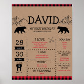 Lumberjack Boy First Birthday Milestone Poster (Vorne)