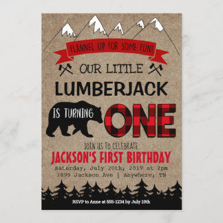 Lumberjack Boys Einladung zum ersten Geburtstag
