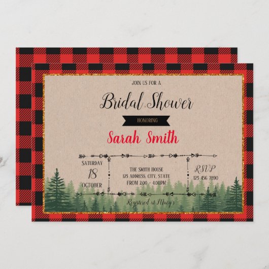 Lumberjack Brautdusche Einladung (Vorne/Hinten)