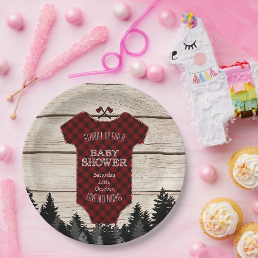 Lumberjack Buffalo Baby Anzug Wood Baby Dusche Pappteller (Party)