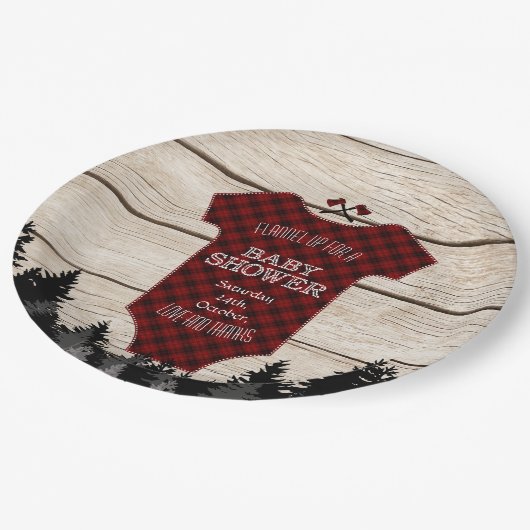Lumberjack Buffalo Baby Anzug Wood Baby Dusche Pappteller (Schrägansicht)