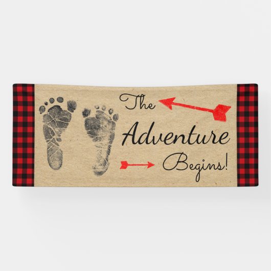Lumberjack Buffalo Kariert Baby Dusche Banner (Horizontal)