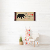 Lumberjack Buffalo Kariert Bärenjunge Babydusche Banner (Insitu)