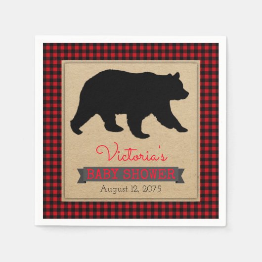 Lumberjack Buffalo Kariert Bear Baby Dusche Serviette (Vorderseite)