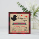 Lumberjack Buffalo Kariert Boys Duck Baby Duck Einladung (Stehend Vorderseite)