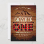 Lumberjack Buffalo Kariert erster Geburtstag Einladung (Vorderseite)