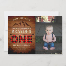 Lumberjack Buffalo Kariert Erstes Geburtstags-Foto Einladung