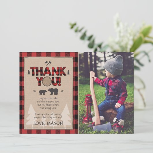 Lumberjack Buffalo Kariert Geburtstag Danke Karte (Stehend Vorderseite)