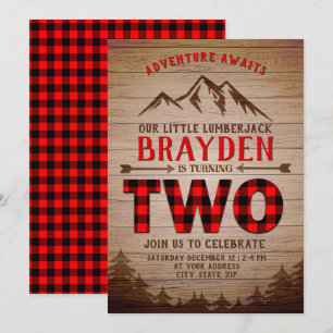 Lumberjack Buffalo Kariert Outdoor Zweiter Geburts Einladung