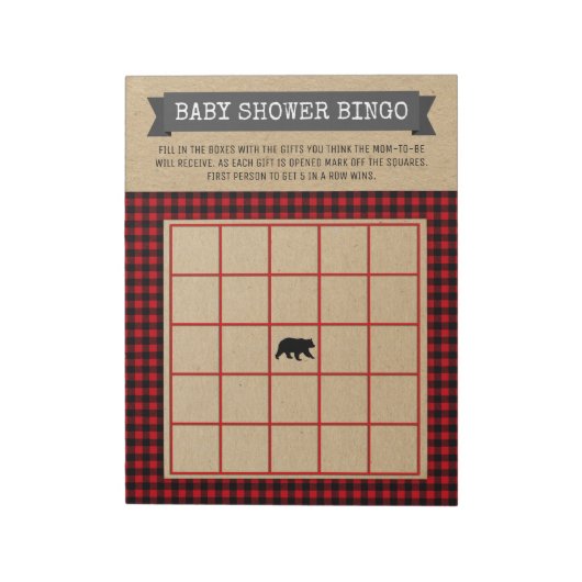 Lumberjack Buffalo Kariert Woodland Baby Bingo Gam Notizblock (Rotiert)