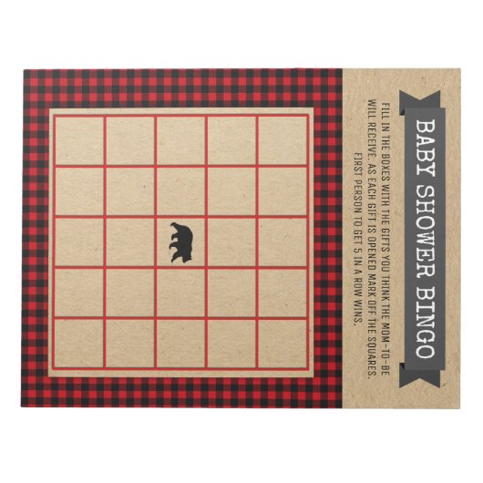 Lumberjack Buffalo Kariert Woodland Baby Bingo Gam Notizblock (Vorderseite)