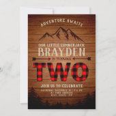 Lumberjack Buffalo Kariert zweiter Geburtstag Einladung (Vorderseite)