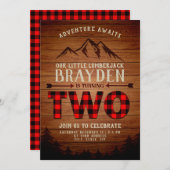 Lumberjack Buffalo Kariert zweiter Geburtstag Einladung (Vorne/Hinten)