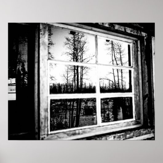 Lumberjack Cabin Window // B W Grainy Poster (Vorne)