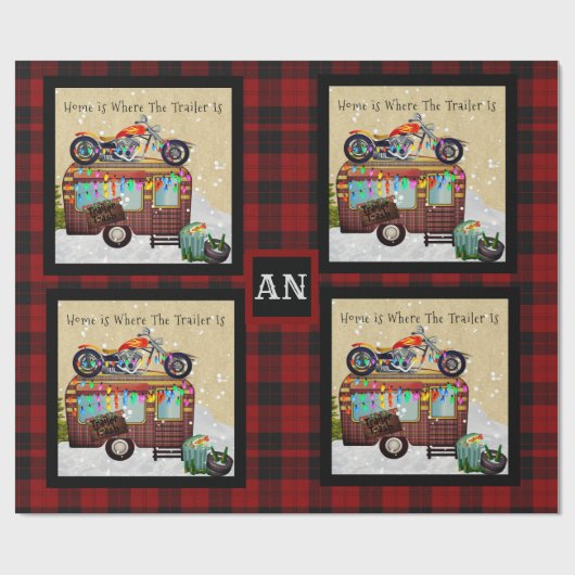 Lumberjack Camper Trailer Trash Monogram JEDES ERE Geschenkpapier (Flach)