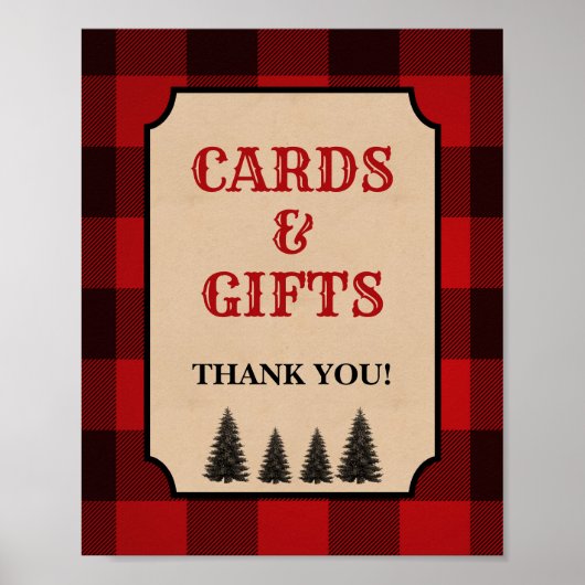 Lumberjack Cards & Gifts Duschsignatur Rot Kariert Poster (Vorne)