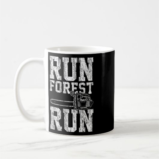 Lumberjack Chainsaw Run Forest Run Funny Kaffeetasse (Links)