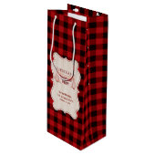 Lumberjack Christmas Party Red Buffalo Wood Geschenktüte Für Weinflaschen (Vorderseite Schrägansicht)