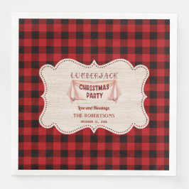 Lumberjack Christmas Party Red Buffalo Wood Serviette
