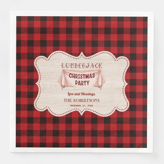 Lumberjack Christmas Party Red Buffalo Wood Serviette (Vorderseite)