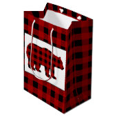 Lumberjack Country Bär Muster Geschenktasche Mittlere Geschenktüte (Vorderseite Schrägansicht)