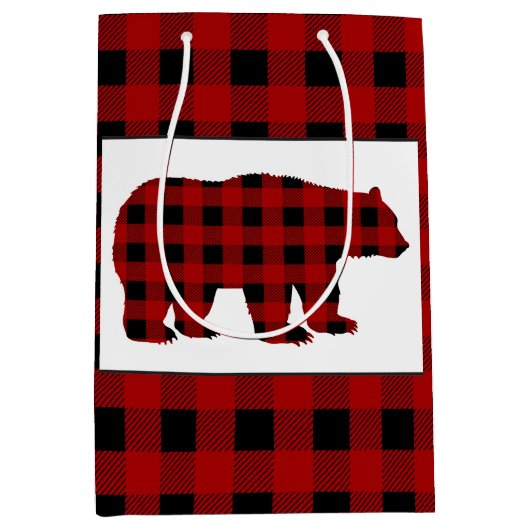 Lumberjack Country Bär Muster Geschenktasche Mittlere Geschenktüte (Vorderseite)