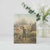 Lumberjack, der Brennholz von Jean Millet zubereit Postkarte (Stehend Vorderseite)