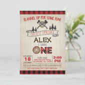 Lumberjack Einladung zum 1. Geburtstag - Rot (Stehend Vorderseite)