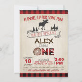 Lumberjack Einladung zum 1. Geburtstag - Rot/Elch (Vorderseite)