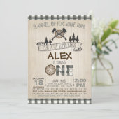 Lumberjack Einladung zum 1. Geburtstag - Weiß (Stehend Vorderseite)