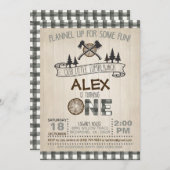 Lumberjack Einladung zum 1. Geburtstag - Weiß (Vorne/Hinten)