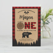 Lumberjack Einladung zum ersten Geburtstag (Stehend Vorderseite)