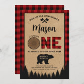 Lumberjack Einladung zum ersten Geburtstag (Vorne/Hinten)