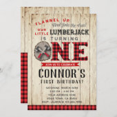 Lumberjack Einladung zum ersten Geburtstag (Vorne/Hinten)