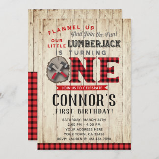 Lumberjack Einladung zum ersten Geburtstag