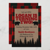 Lumberjack Einladung zum Geburtstag - Abenteuer (Vorne/Hinten)