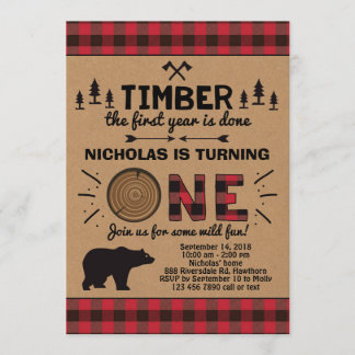 Lumberjack Erster Geburtstag Einladung