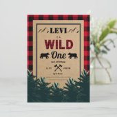 Lumberjack Erster Geburtstag, Wild One Einladung (Stehend Vorderseite)