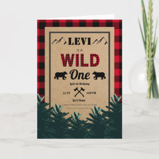 Lumberjack Erster Geburtstag, Wild One Einladung
