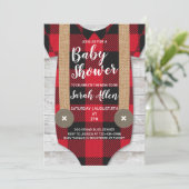 Lumberjack Flannel Boy Baby Dusche Einladung (Stehend Vorderseite)