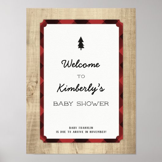 Lumberjack Flannel Boy Baby Dusche Willkommen Poster (Vorne)