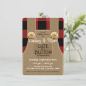 Lumberjack Flannel Niedlich als Button Baby Dusche Einladung (Stehend Vorderseite)