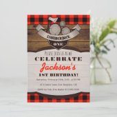 Lumberjack Flannel Woodsy Boy Birthday Einladung (Stehend Vorderseite)