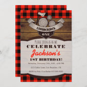 Lumberjack Flannel Woodsy Boy Birthday Einladung (Vorne/Hinten)