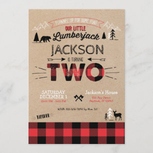 Lumberjack Flannel Zweiter Geburtstag Einladung