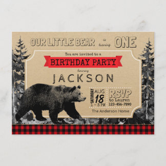 Lumberjack Geburtstag Buffalo Karierter kleiner Bä Einladung