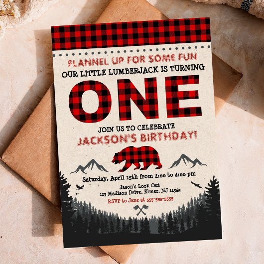 Lumberjack Geburtstag Einladung Buffalo Kariert